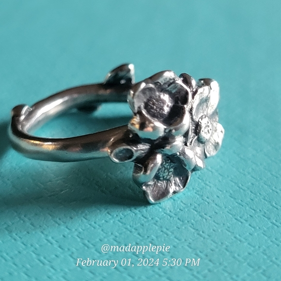 Sterling Silver Spoon Ring Forget Me Not Flower Designer #100 - Picture 5 of 13